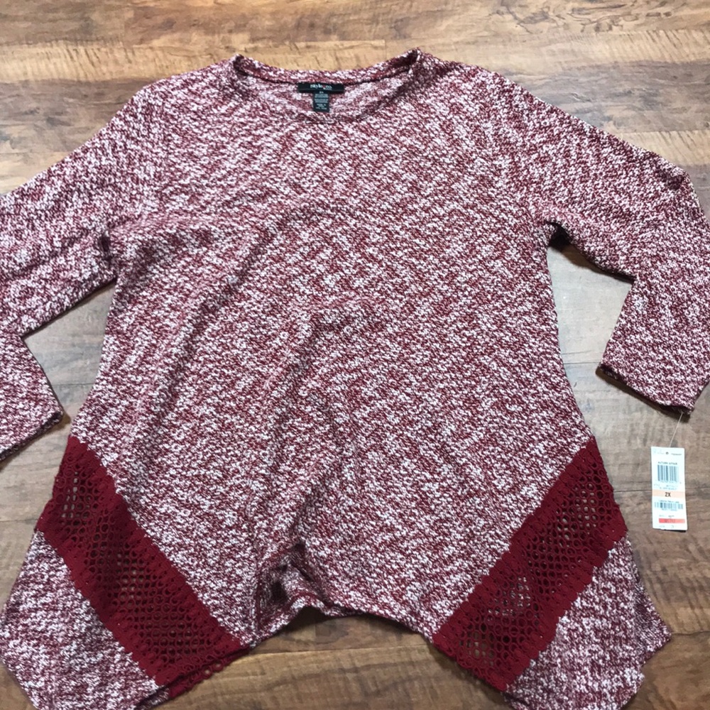 Style & Co Size 2X Red Tunic Sweater, NWT.
